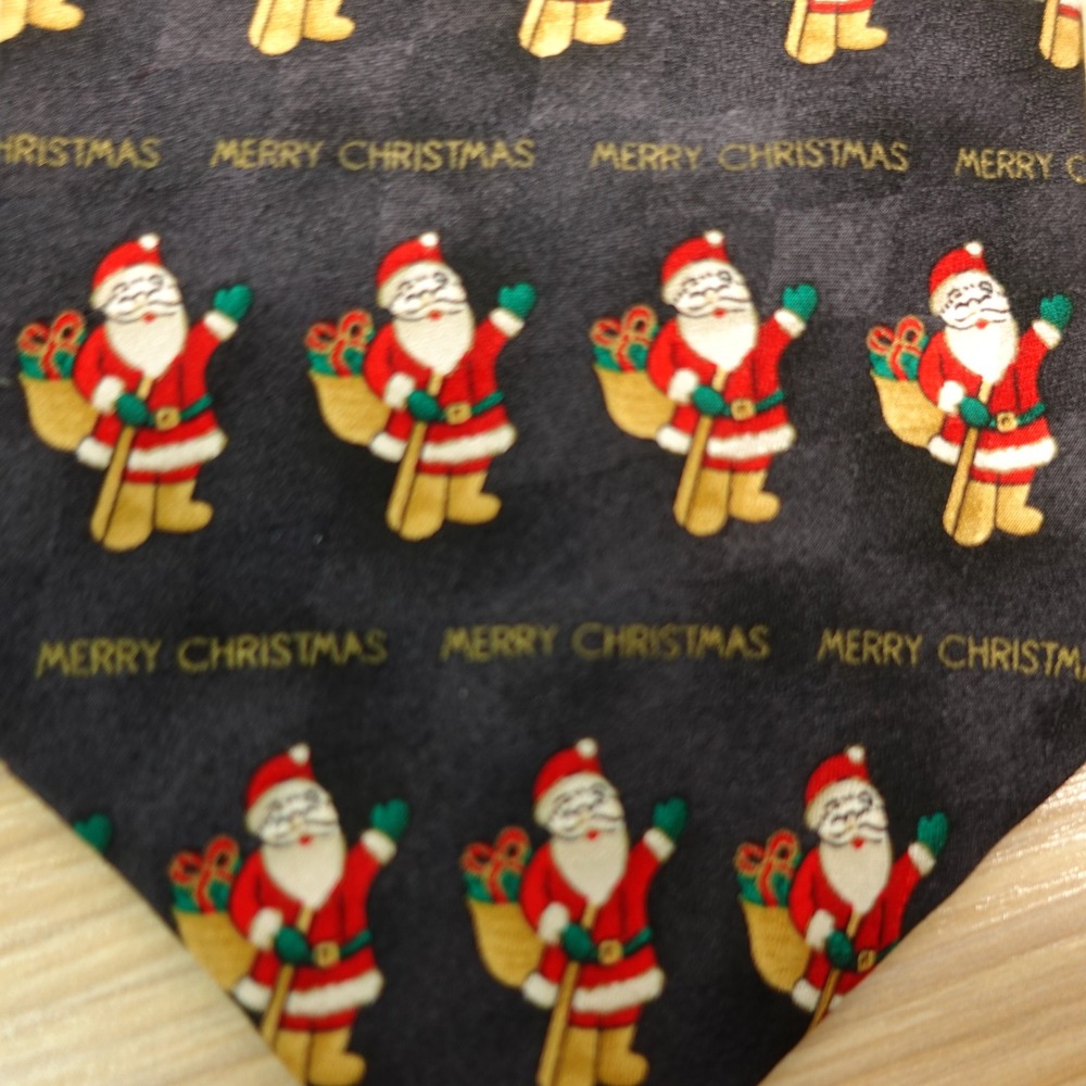 Christmas Neck Tie Mens Black Silk HALLMARK Santa Claus Holiday Festive MMG - Picture 6 of 10